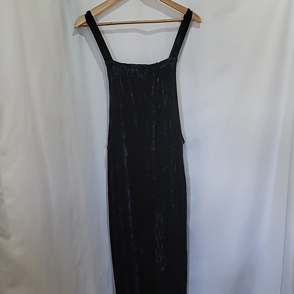 SIMPLE SUZANNE BETRO Velvet Velour Navy Overalls Baggy Wide Leg